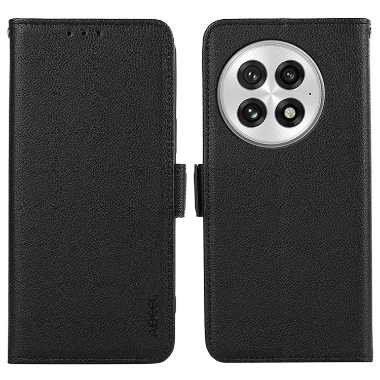 ABEEL For OnePlus 13 Case Litchi Texture Leather RFID Blocking Phone Cover - Black