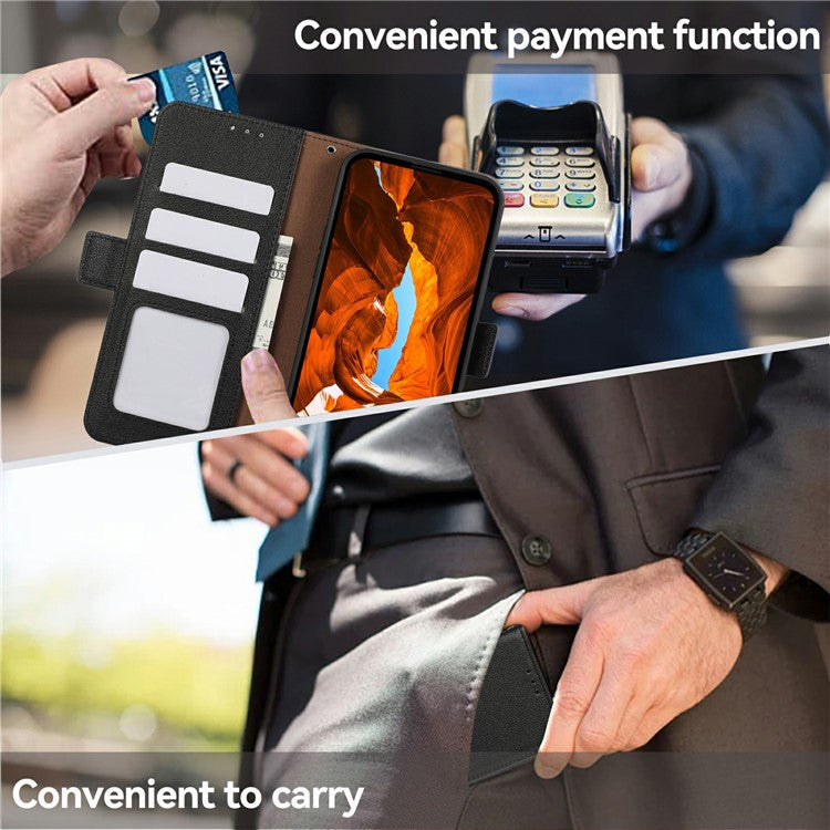 ABEEL For OnePlus 13 Case Litchi Texture Leather RFID Blocking Phone Cover - Black