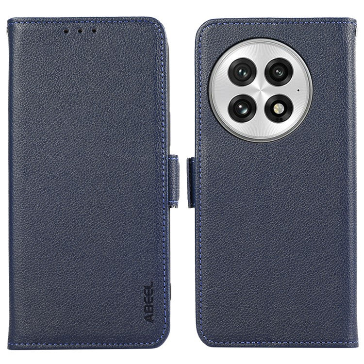 ABEEL For OnePlus 13 Case Litchi Texture Leather RFID Blocking Phone Cover - Blue