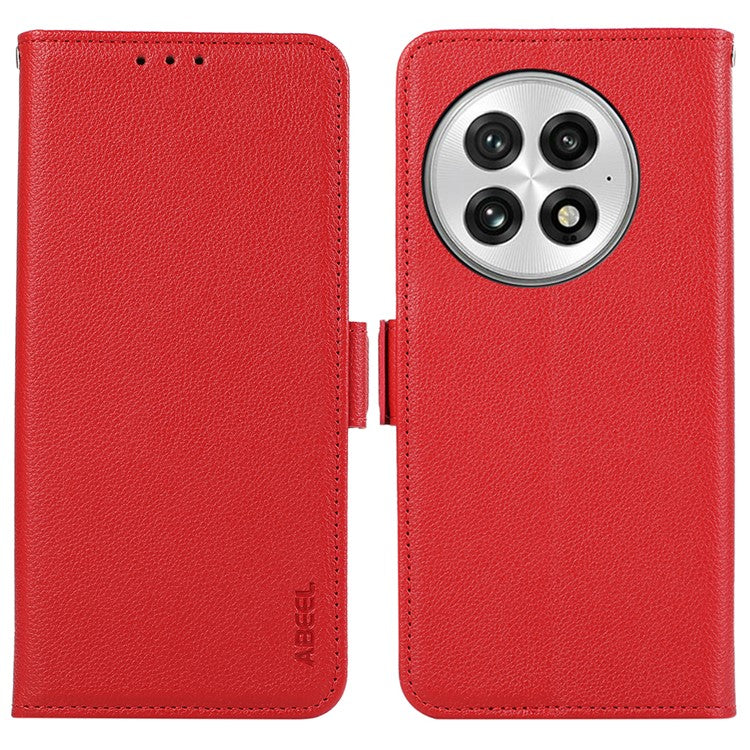 ABEEL For OnePlus 13 Case Litchi Texture Leather RFID Blocking Phone Cover - Red