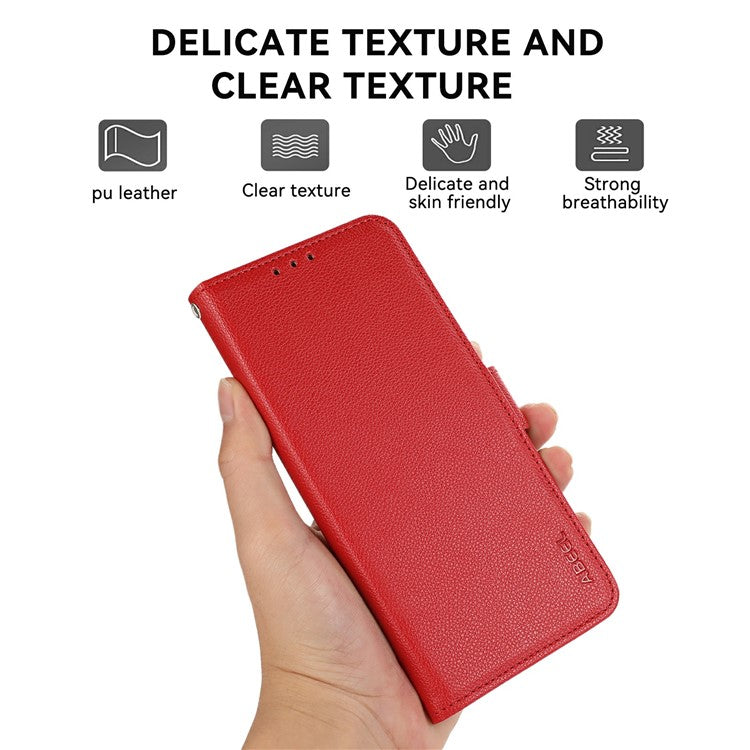 ABEEL For OnePlus 13 Case Litchi Texture Leather RFID Blocking Phone Cover - Red