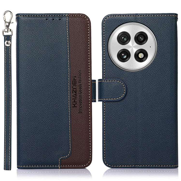 KHAZNEH For OnePlus 13 Case RFID Blocking Wallet PU Leather Phone Cover - Blue