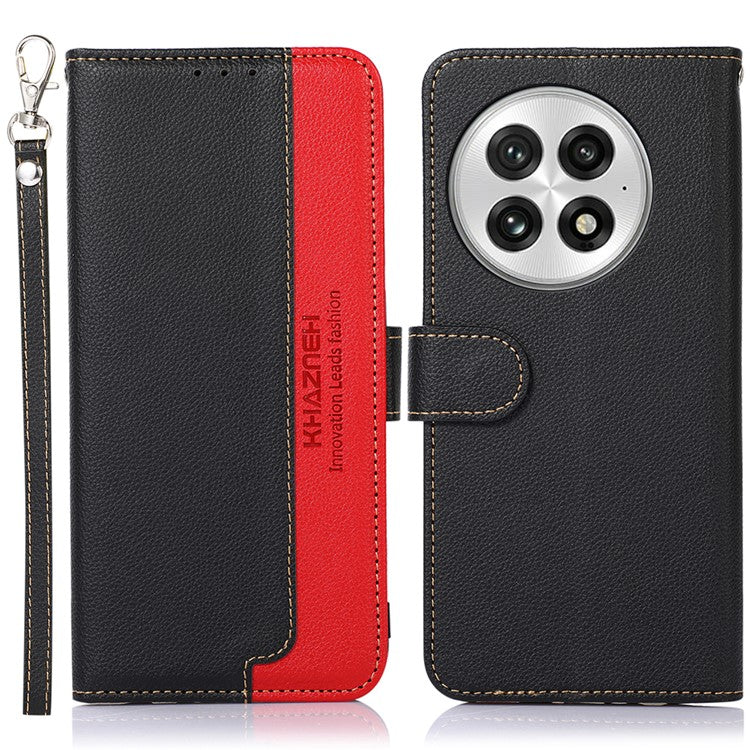 KHAZNEH For OnePlus 13 Case RFID Blocking Wallet PU Leather Phone Cover - Black
