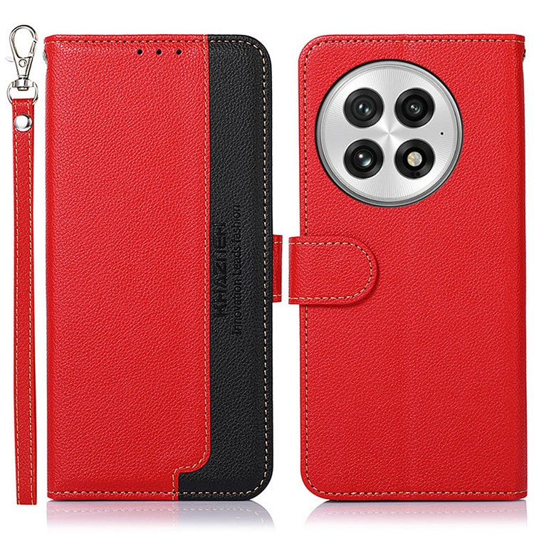 KHAZNEH For OnePlus 13 Case RFID Blocking Wallet PU Leather Phone Cover - Red