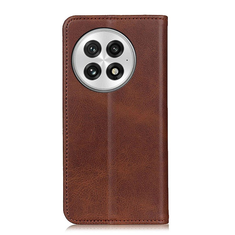 For OnePlus 13 Case Split Leather Flip Wallet Phone Cover - Coffee
