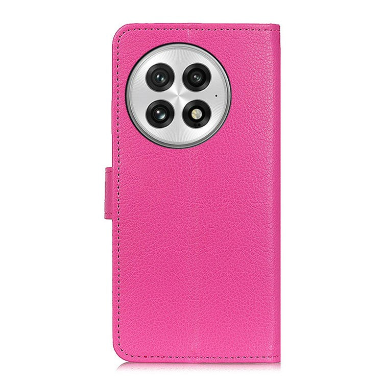 For OnePlus 13 Wallet Case PU Leather Phone Cover Litchi Texture - Rose