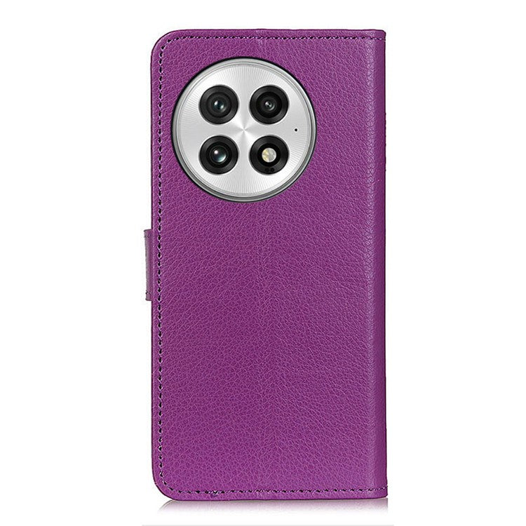 For OnePlus 13 Wallet Case PU Leather Phone Cover Litchi Texture - Purple