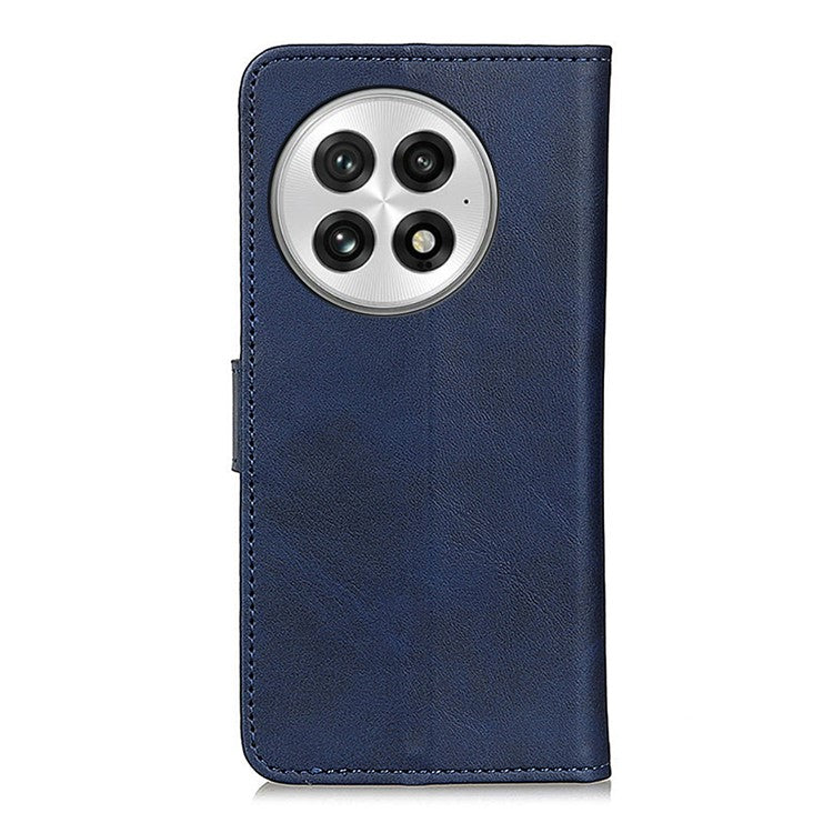 For OnePlus 13 Stand Wallet Case Cowhide Texture Leather Phone Cover - Blue