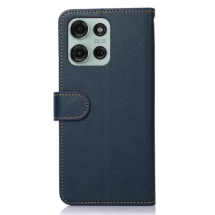 KHAZNEH For Motorola Moto G75 5G Case RFID Blocking Wallet PU Leather Phone Cover - Blue
