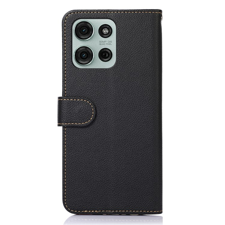 KHAZNEH For Motorola Moto G75 5G Case RFID Blocking Wallet PU Leather Phone Cover - Black