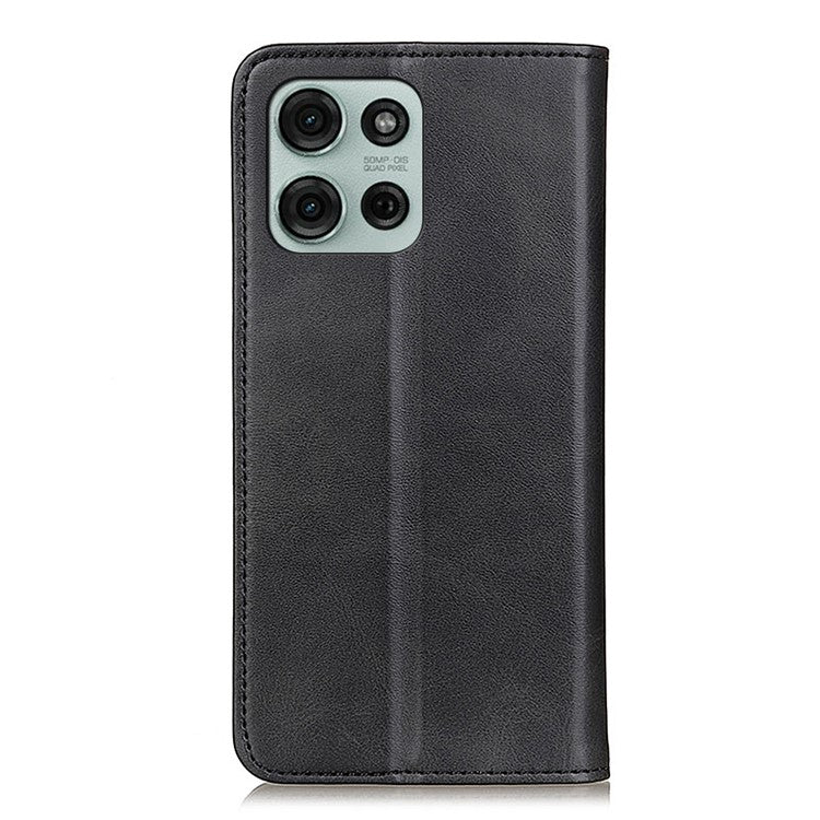 For Motorola Moto G75 5G Case Split Leather Flip Wallet Phone Cover - Black