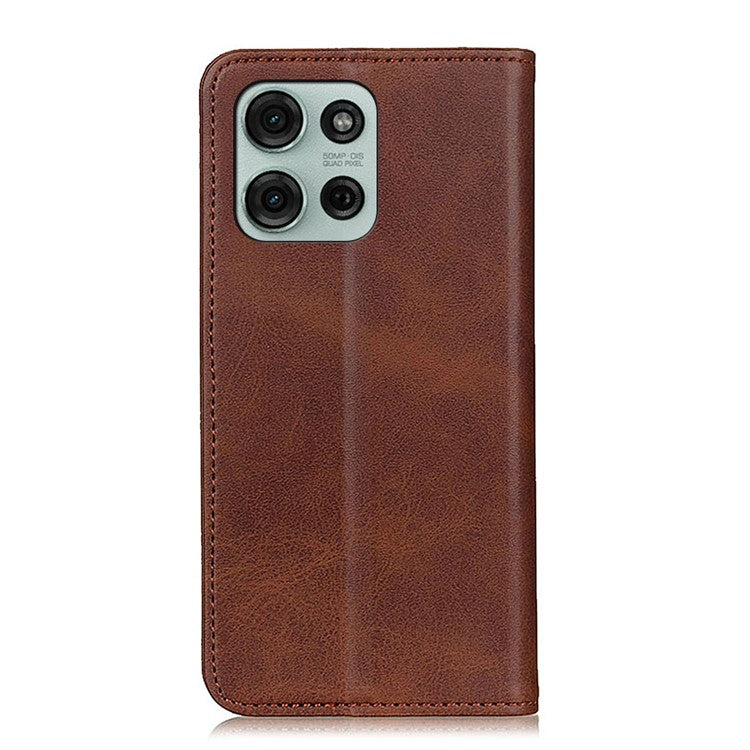 For Motorola Moto G75 5G Case Split Leather Flip Wallet Phone Cover - Coffee