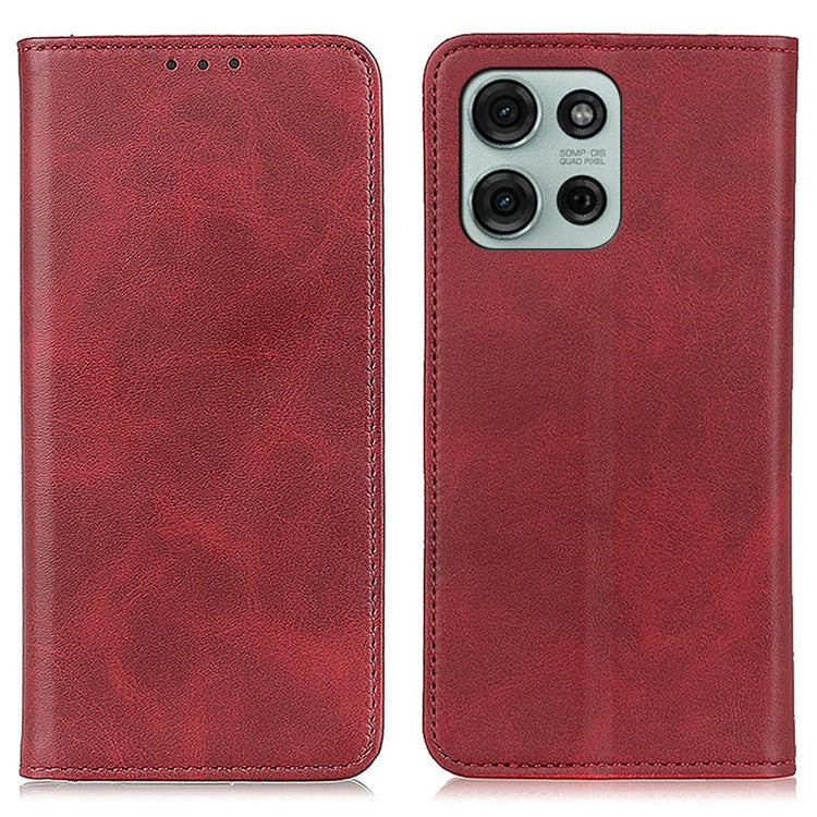 For Motorola Moto G75 5G Case Split Leather Flip Wallet Phone Cover - Red