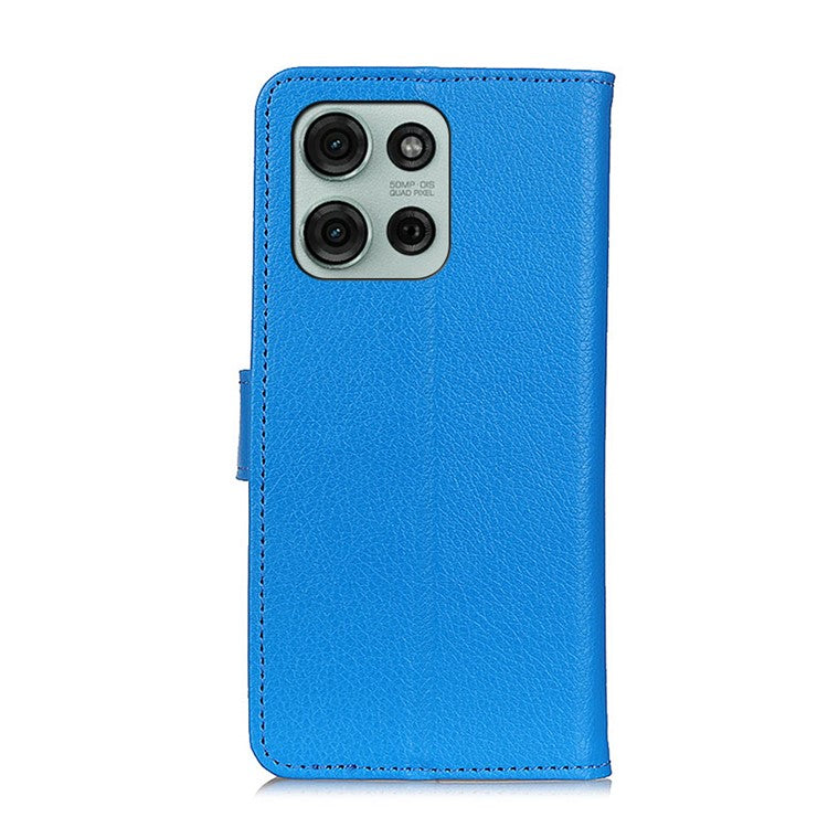 For Motorola Moto G75 5G Wallet Case PU Leather Phone Cover Litchi Texture - Blue