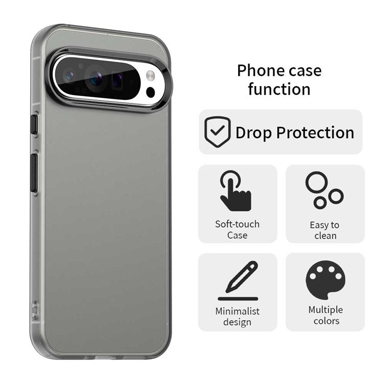 For Google Pixel 9 Pro XL Case PC+TPU+PET Matte Anti-Drop Phone Back Cover - Black