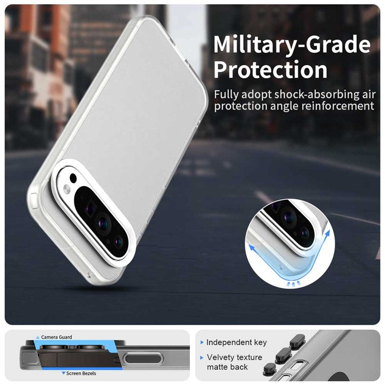 For Google Pixel 9 Pro XL Case PC+TPU+PET Matte Anti-Drop Phone Back Cover - White