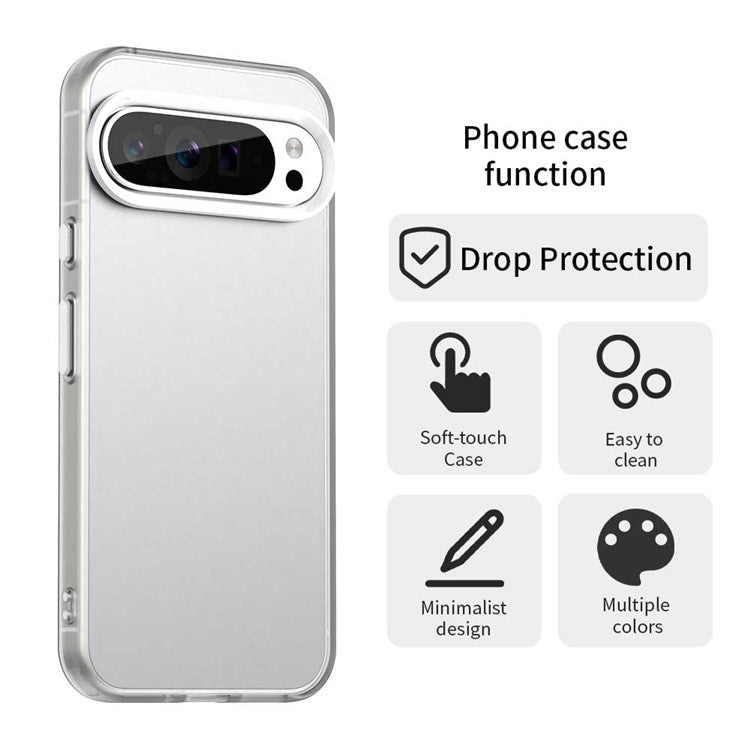 For Google Pixel 9 Pro XL Case PC+TPU+PET Matte Anti-Drop Phone Back Cover - White