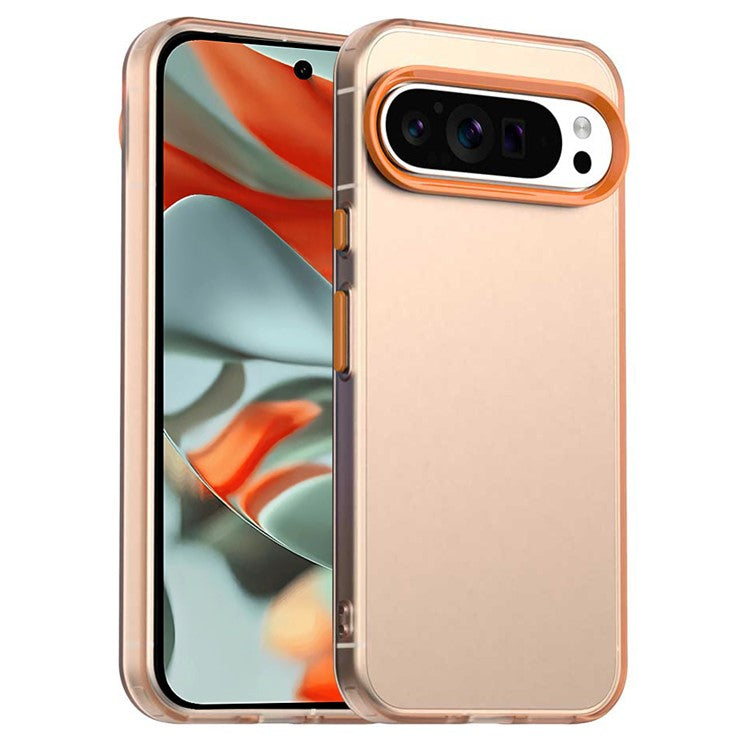 For Google Pixel 9 Pro XL Case PC+TPU+PET Matte Anti-Drop Phone Back Cover - Orange