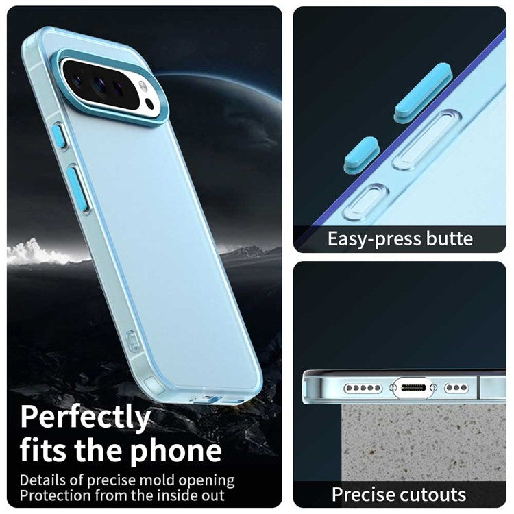For Google Pixel 9 Pro XL Case PC+TPU+PET Matte Anti-Drop Phone Back Cover - Blue