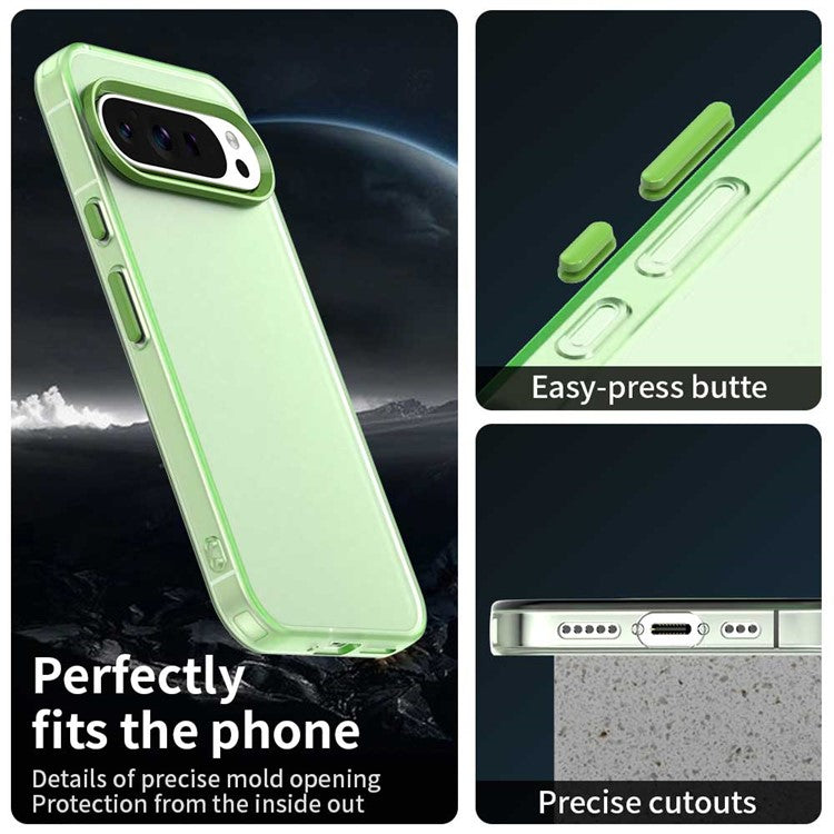 For Google Pixel 9 Pro XL Case PC+TPU+PET Matte Anti-Drop Phone Back Cover - Green