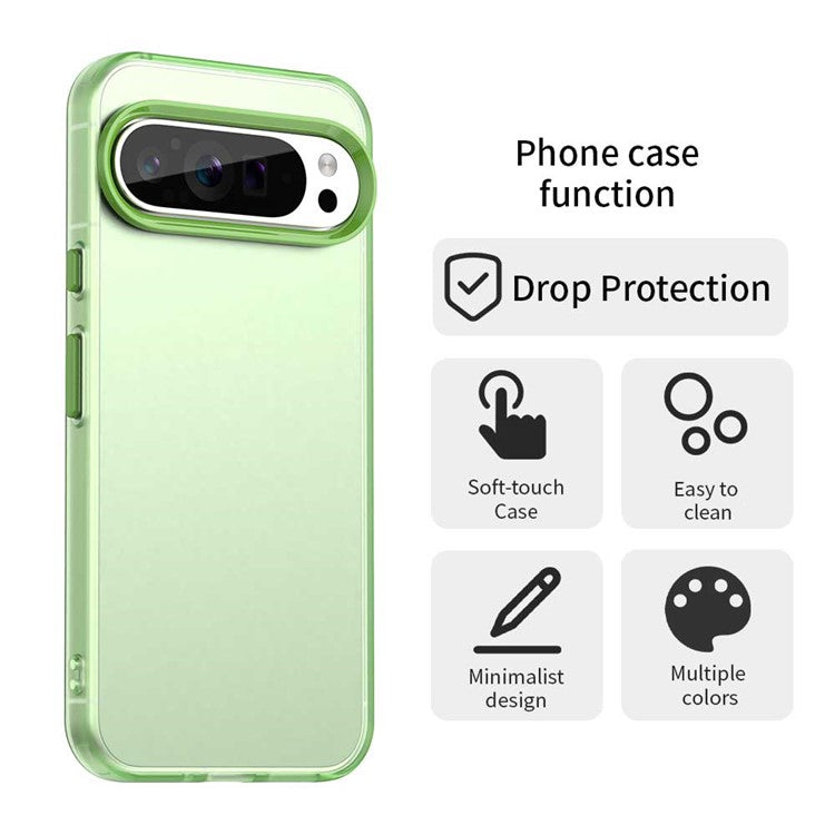For Google Pixel 9 Pro XL Case PC+TPU+PET Matte Anti-Drop Phone Back Cover - Green
