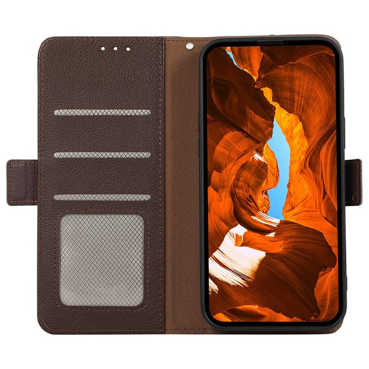 ABEEL For Google Pixel 9a Case Litchi Texture Leather RFID Blocking Phone Cover - Brown