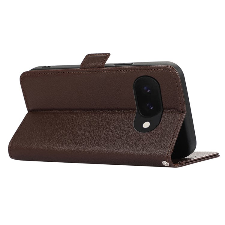 ABEEL For Google Pixel 9a Case Litchi Texture Leather RFID Blocking Phone Cover - Brown