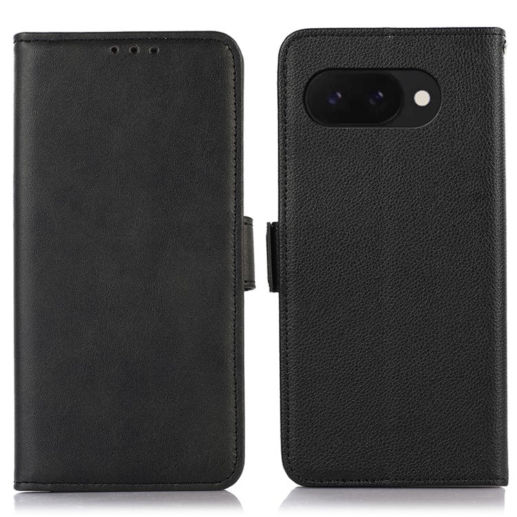 ABEEL For Google Pixel 9a Case Litchi Texture Leather RFID Blocking Phone Cover - Black
