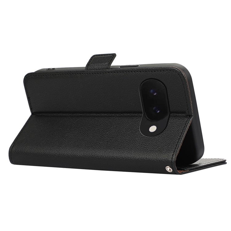 ABEEL For Google Pixel 9a Case Litchi Texture Leather RFID Blocking Phone Cover - Black