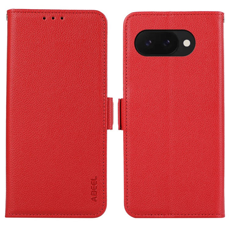 ABEEL For Google Pixel 9a Case Litchi Texture Leather RFID Blocking Phone Cover - Red