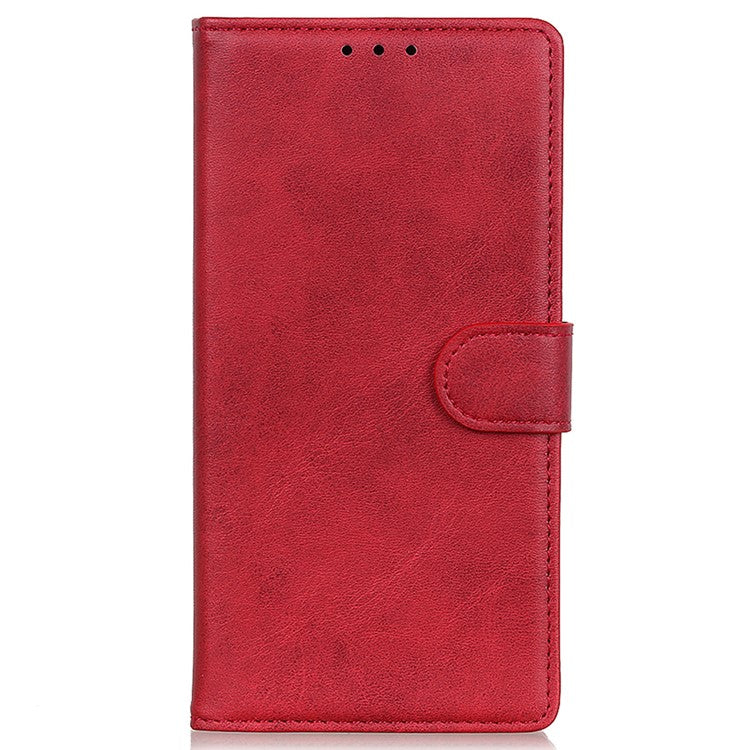 For Google Pixel 9a Stand Wallet Case Cowhide Texture Leather Phone Cover - Red