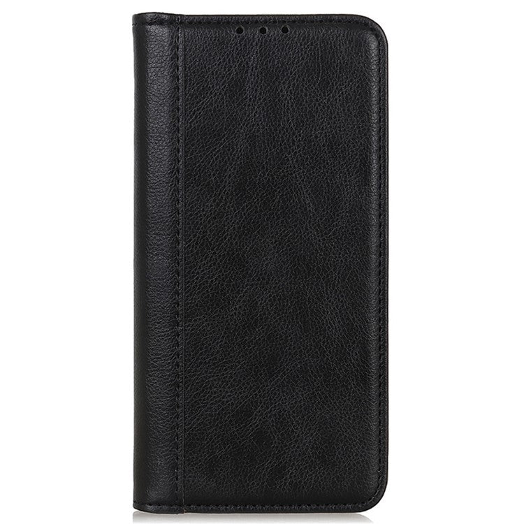 For Motorola Moto G75 5G Stand Case Split Leather Litchi Texture Wallet Phone Cover - Black