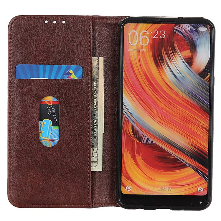 For Motorola Moto G75 5G Stand Case Split Leather Litchi Texture Wallet Phone Cover - Brown