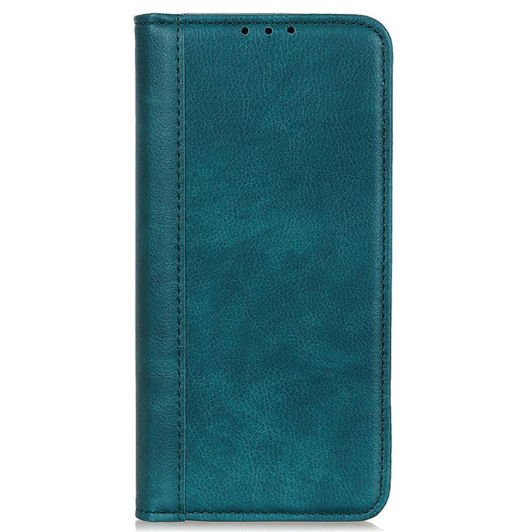 For Motorola Moto G75 5G Stand Case Split Leather Litchi Texture Wallet Phone Cover - Green