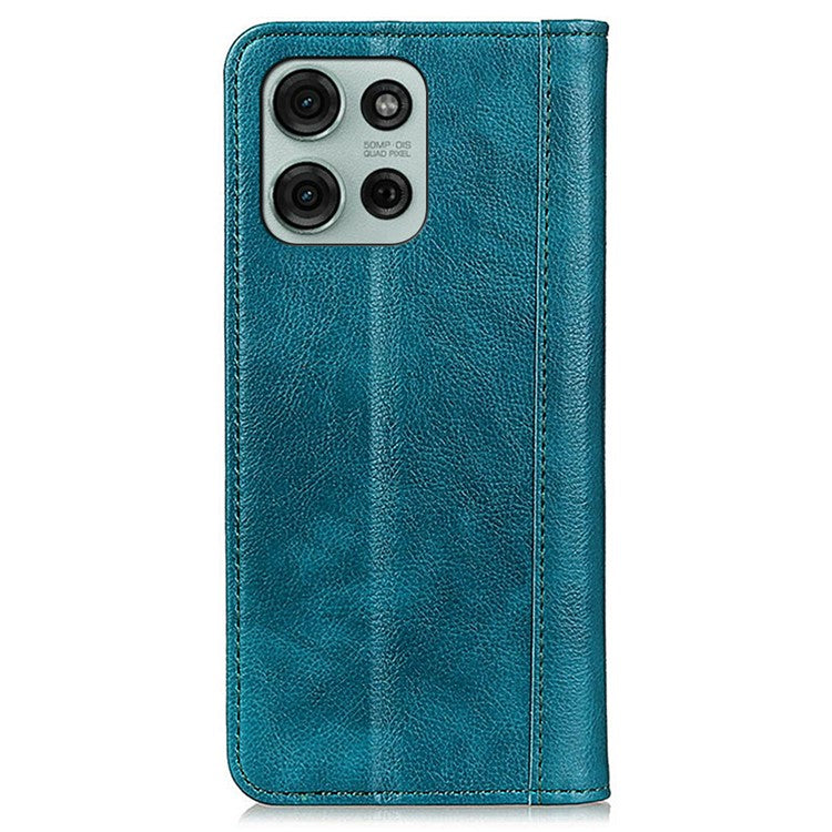For Motorola Moto G75 5G Stand Case Split Leather Litchi Texture Wallet Phone Cover - Green