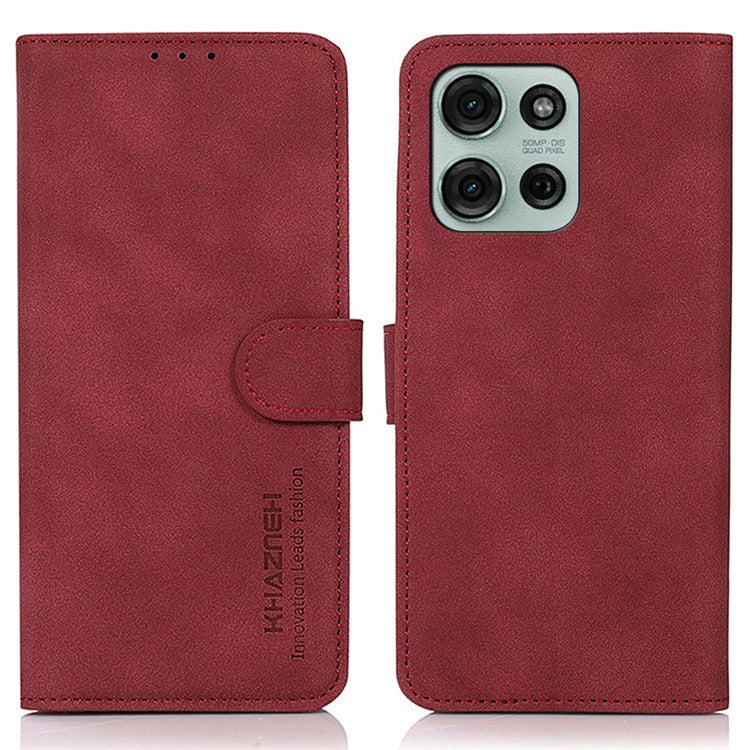 KHAZNEH For Motorola Moto G75 5G Stand Case PU Leather Wallet Phone Cover - Red
