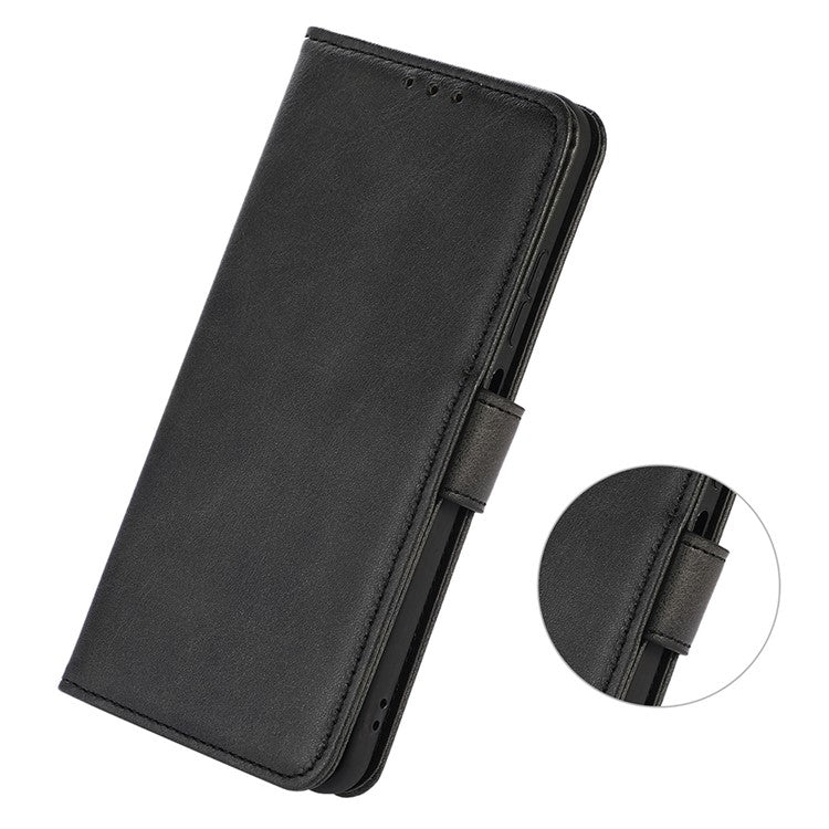 For OnePlus 13 Case Cowhide Texture Leather Wallet Phone Cover with Stand - Black