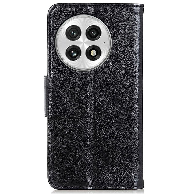 For OnePlus 13 Case Nappa Texture Split Leather Wallet Phone Cover - Black