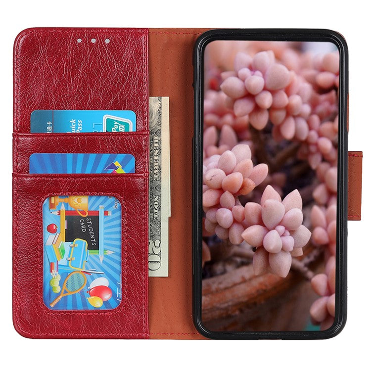 For OnePlus 13 Case Nappa Texture Split Leather Wallet Phone Cover - Red