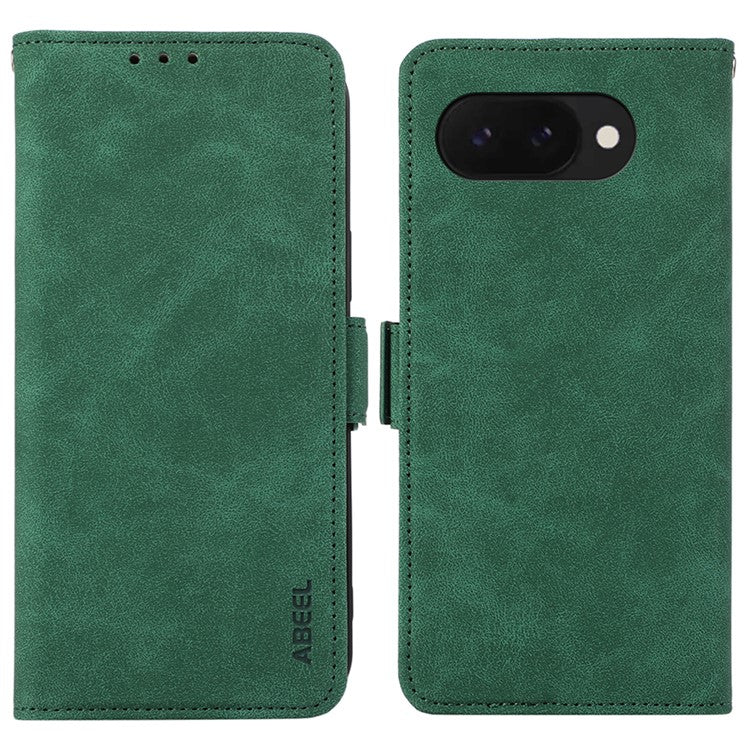 ABEEL For Google Pixel 9a Case PU Leather Folio Stand View RFID Blocking Phone Cover - Green