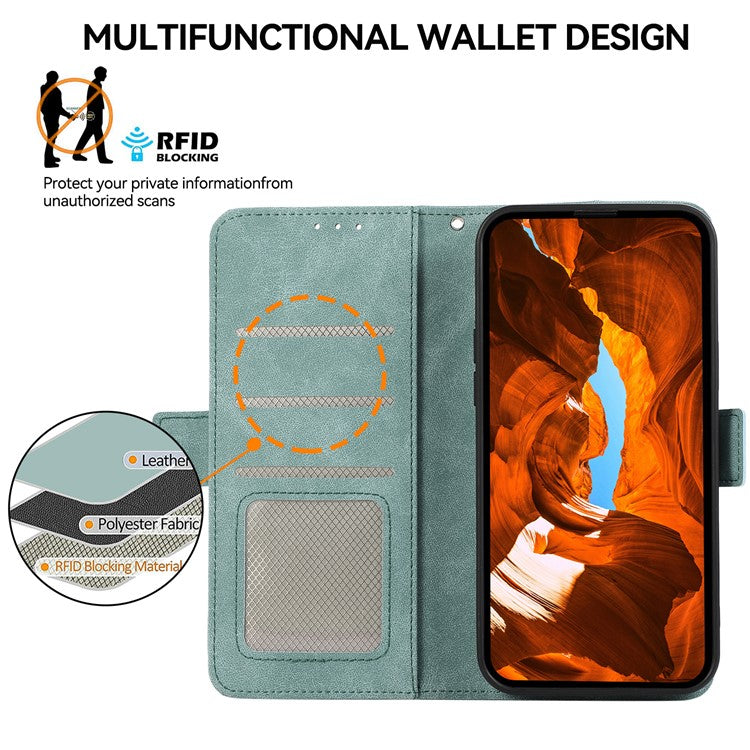 ABEEL For Google Pixel 9a Case PU Leather Folio Stand View RFID Blocking Phone Cover - Baby Blue