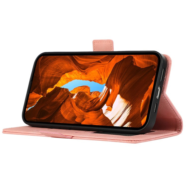 ABEEL For Google Pixel 9a Case PU Leather Folio Stand View RFID Blocking Phone Cover - Pink