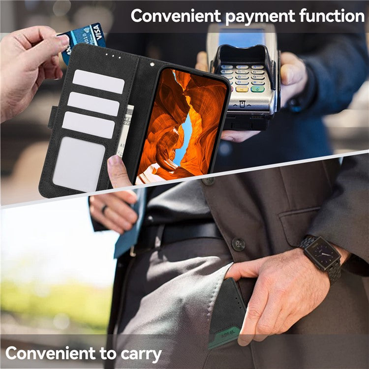 ABEEL For Google Pixel 9a Case Color Splicing Leather Flip Phone Cover RFID Blocking - Black