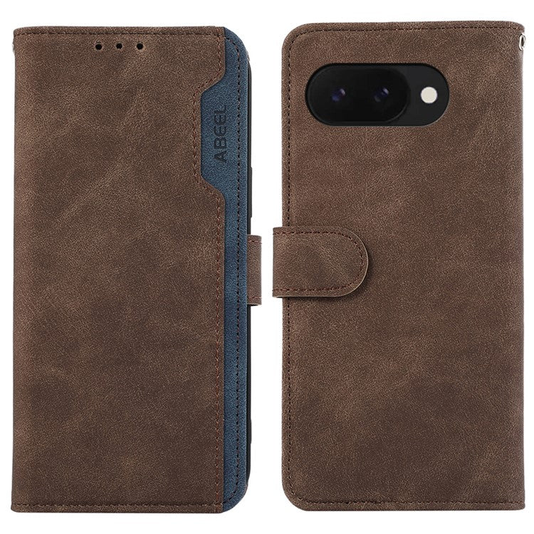 ABEEL For Google Pixel 9a Case Color Splicing Leather Flip Phone Cover RFID Blocking - Brown