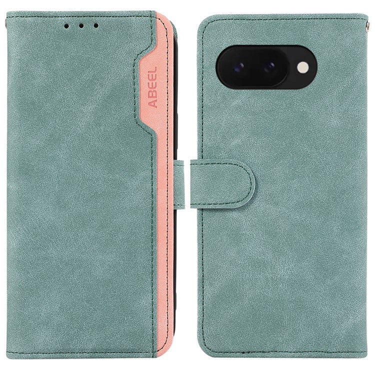 ABEEL For Google Pixel 9a Case Color Splicing Leather Flip Phone Cover RFID Blocking - Baby Blue