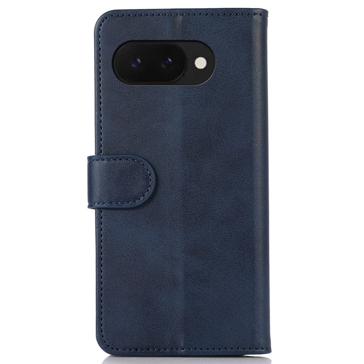 For Google Pixel 9a Case Cowhide Texture Leather Wallet Phone Cover with Stand - Blue