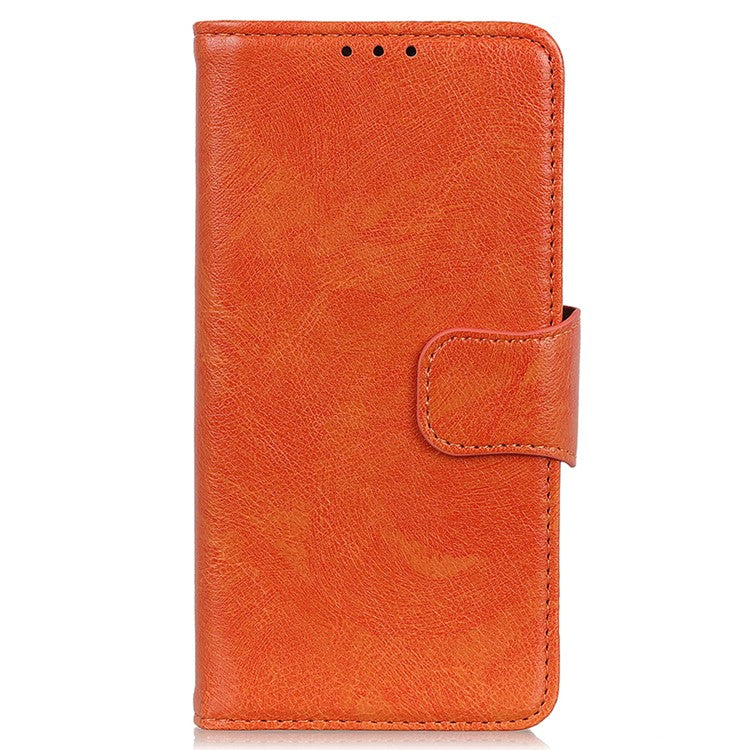 For Google Pixel 9a Case Nappa Texture Split Leather Wallet Phone Cover - Orange