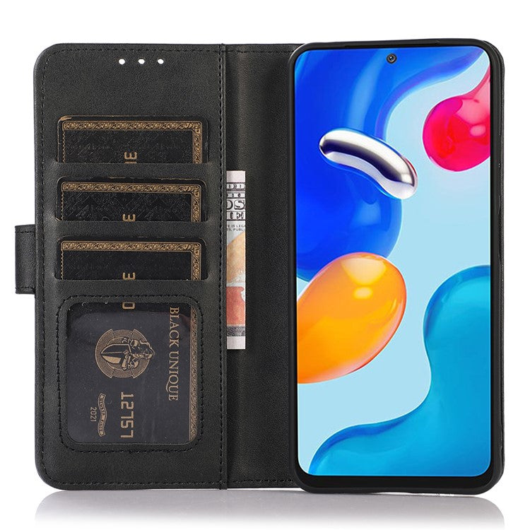 For Motorola Moto G75 5G Case Cowhide Texture Leather Wallet Phone Cover with Stand - Black