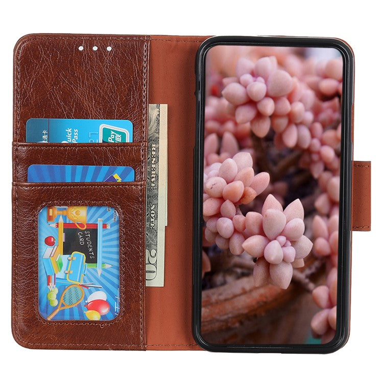 For Motorola Moto G75 5G Case Nappa Texture Split Leather Wallet Phone Cover - Brown