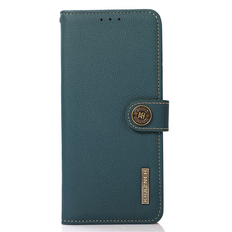 KHAZNEH For OnePlus 13 Case Genuine Cow Leather Wallet Phone Cover - Green